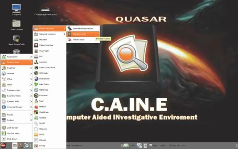 CAINE Linux forensic tools interface