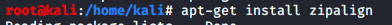 Terminal command for installing Zipalign