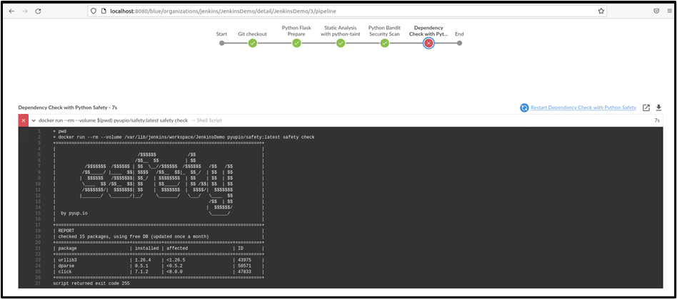 The third of three images displaying a CI-CD pipeline script in Jenkins