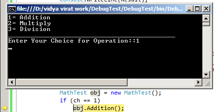 Figure 1.4 Run To Cursor output